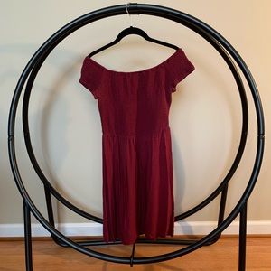 Off the Shoulder Maroon Mini Dress